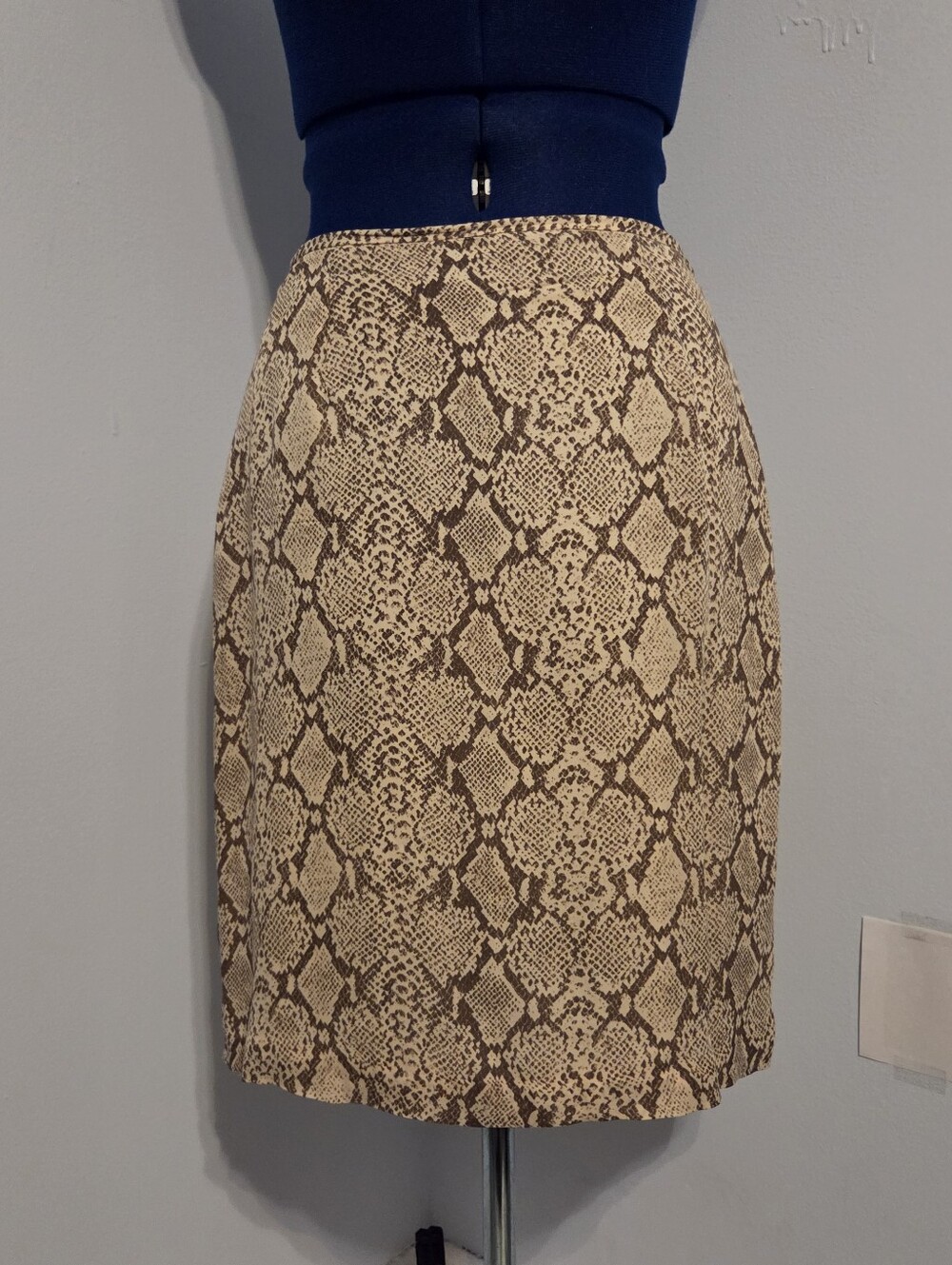 Vintage 90s Silk Snakeskin Midi Skirt Size 6